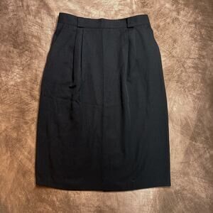 Vintage 90s Silky Supreme by Requirements Black A Line Midi Skirt Women's 12